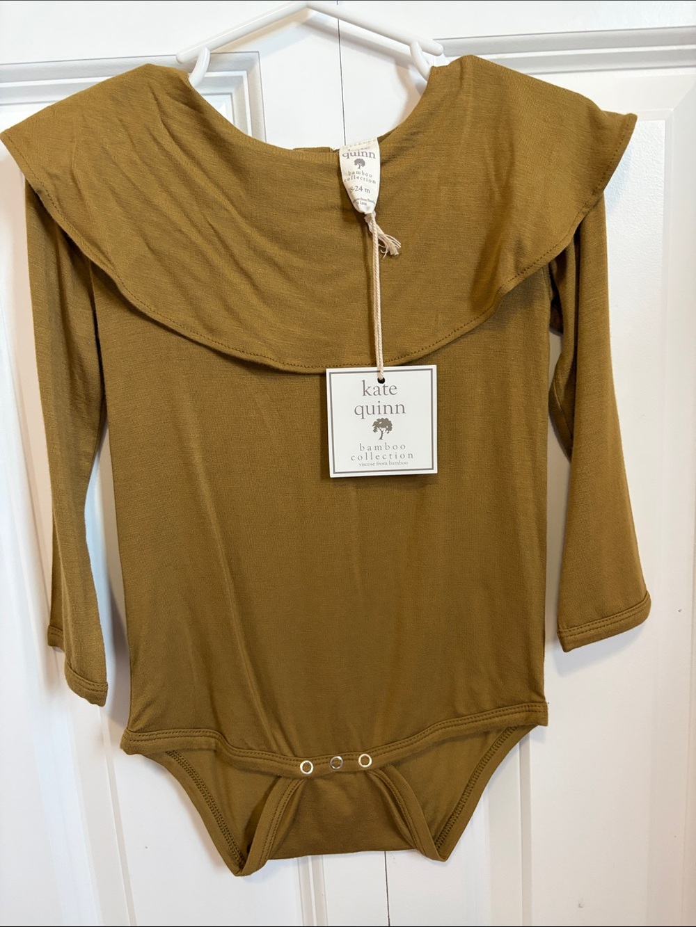 kate quinn Olive Green Bamboo Ruffle Collar One-Piece 18-24